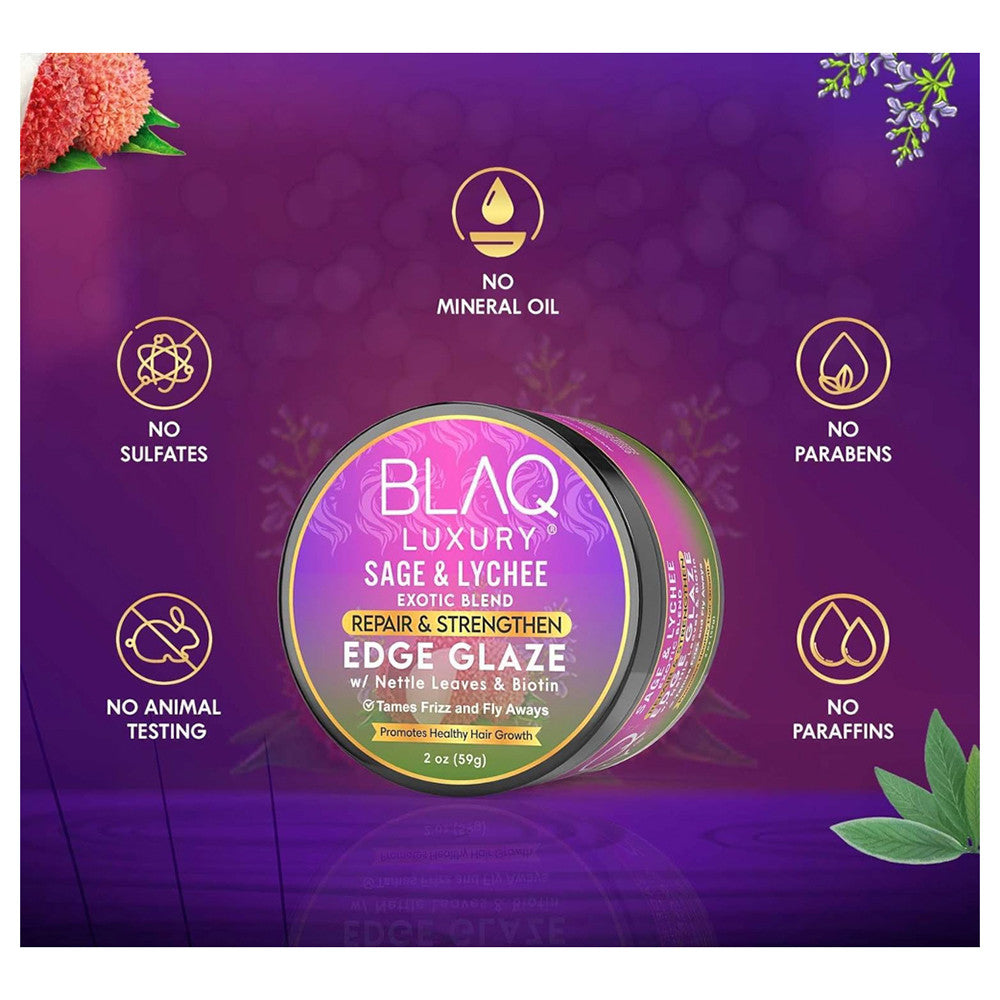 Blaq Luxury Sage and Lychee Repair and Strength Edge Glaze, 2 Oz