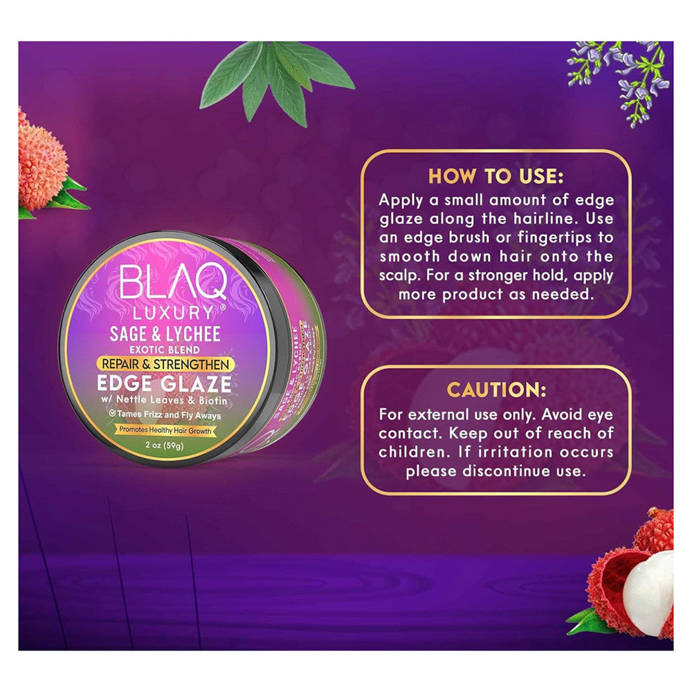 Blaq Luxury Sage and Lychee Repair and Strength Edge Glaze, 2 Oz