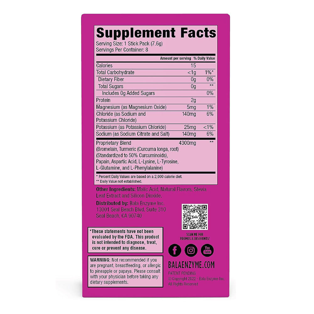 Bala Triple Enzyme Hydration Total Body Wellness Drink Mix Sticks, Berry, 8 Ea