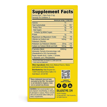 Bala Triple Enzyme Hydration Total Body Wellness Drink Mix Sticks, Pineapple, 8 Ea