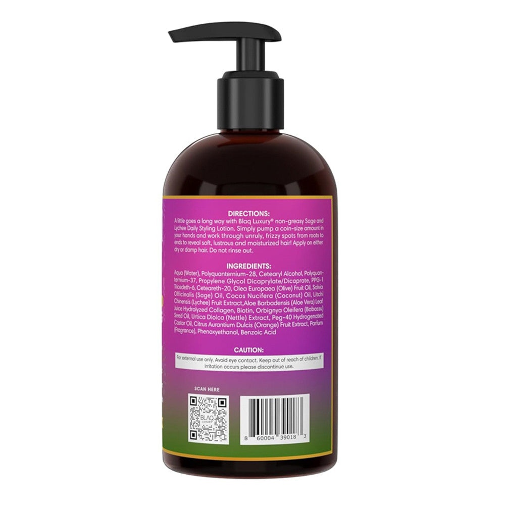 Blaq Luxury Sage and Lychee Daily Styling Lotion, 12 Oz