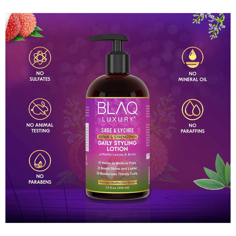 Blaq Luxury Sage and Lychee Daily Styling Lotion, 12 Oz