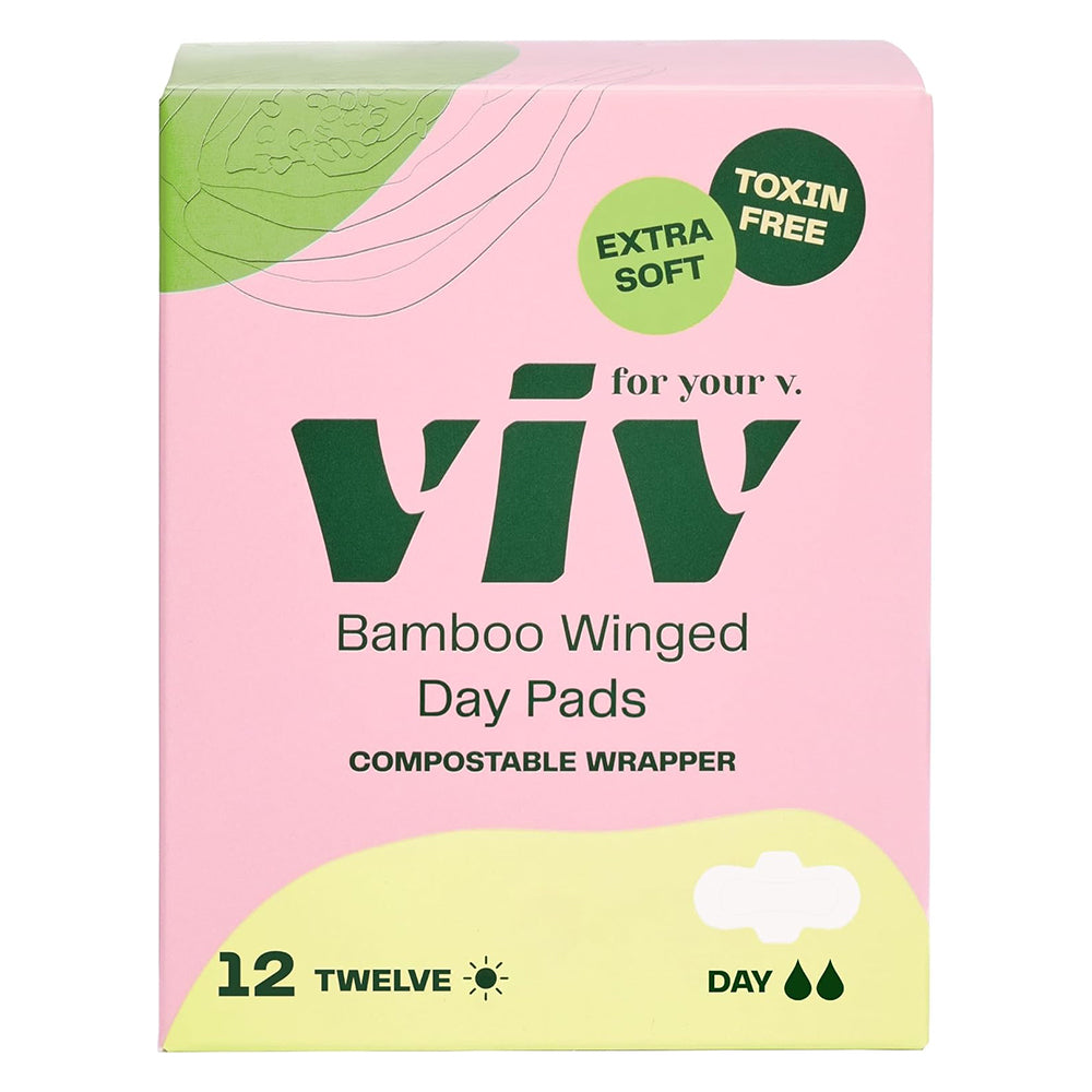 Viv for Your V Bamboo Winged Day Pads for Soft Eco Friendly Period Protection 12Ea