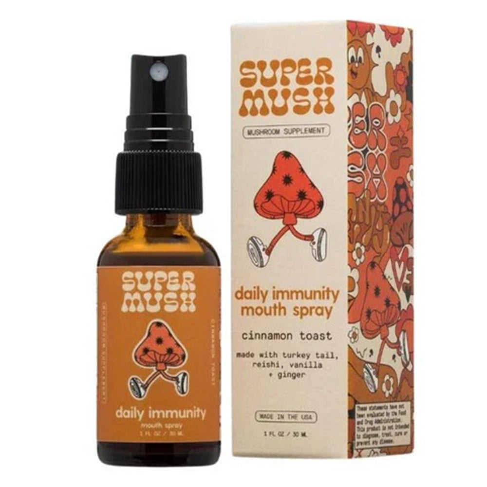SuperMush Daily Energy Mouth Spray Mushroom Supplement Cinnamon Toast 1Oz (30ml)
