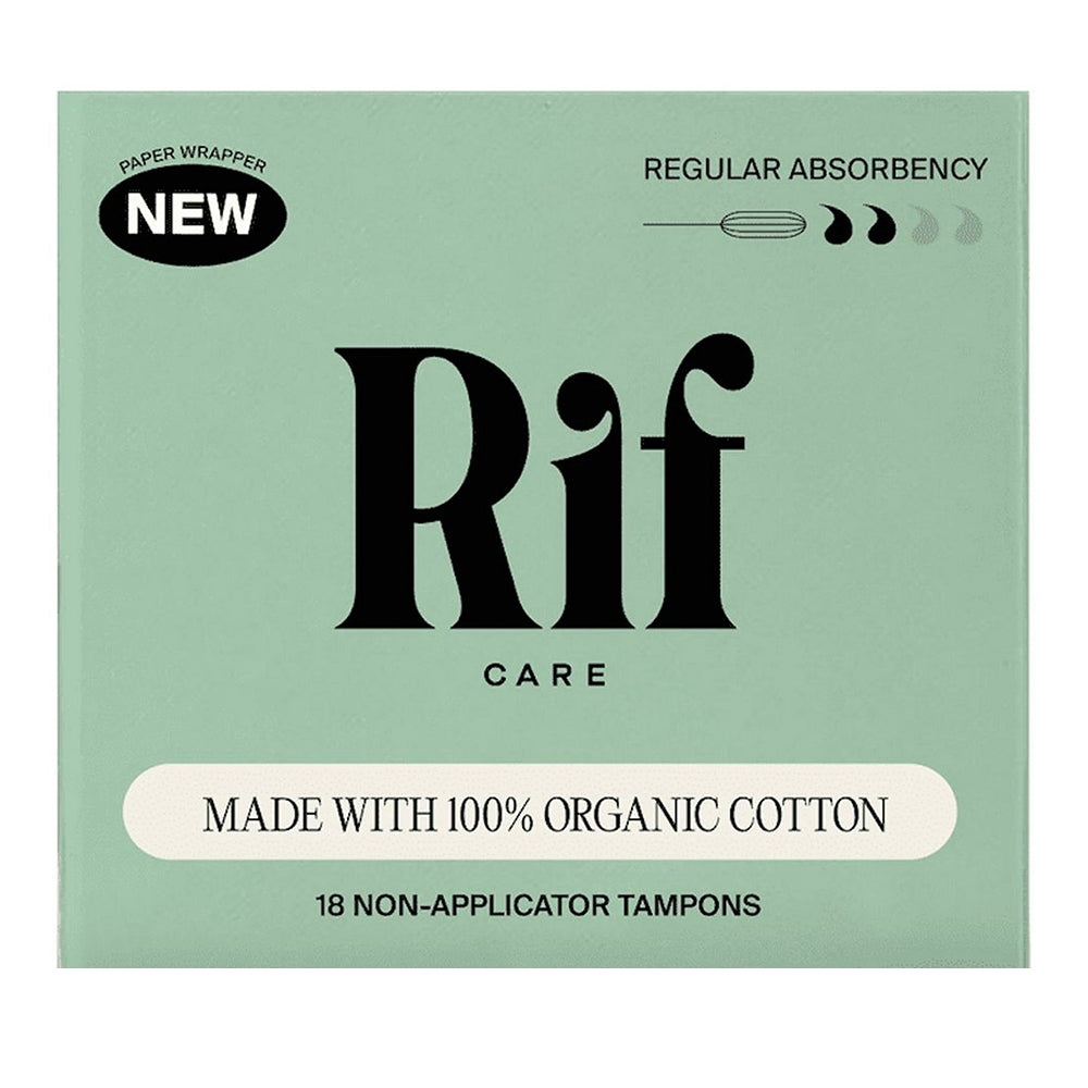 Rif Care Organic Cotton Tampons Regular Absorbency  for Daily Period Protection and Comfort 18Ea