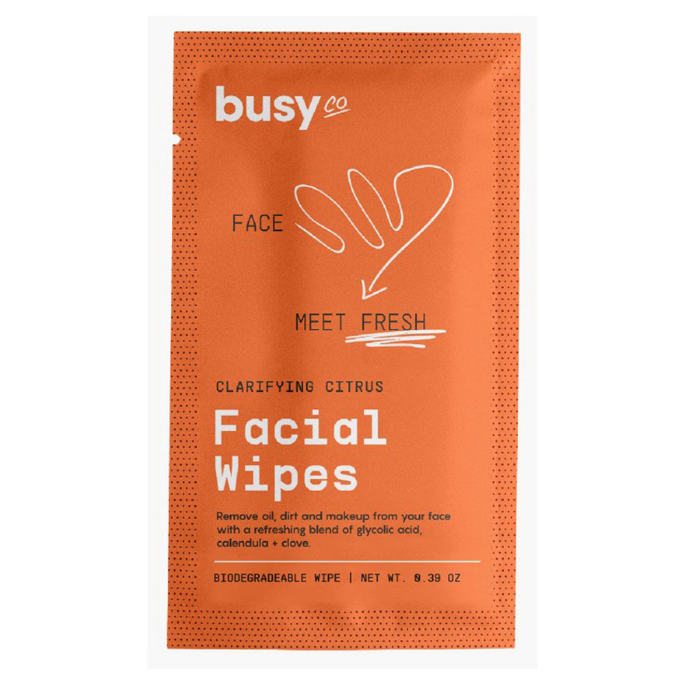 Busy Co Facial Wipes Clarifying Citrus for Cleansing and Refreshing Skin 0.39Oz (11g) 6Ea