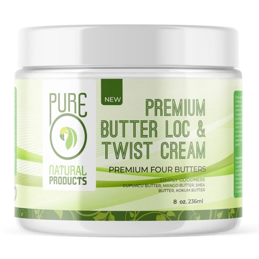 Pure O Natural Premium Butter Loc and Twist Hair Cream with Mango and Shea Butter 8Oz (236ml)