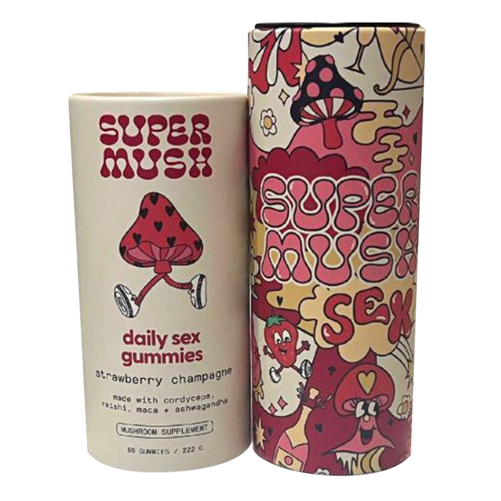 SuperMush Daily Passion Gummies Strawberry Champage Support Balanced Sexual Vitality 60Ea