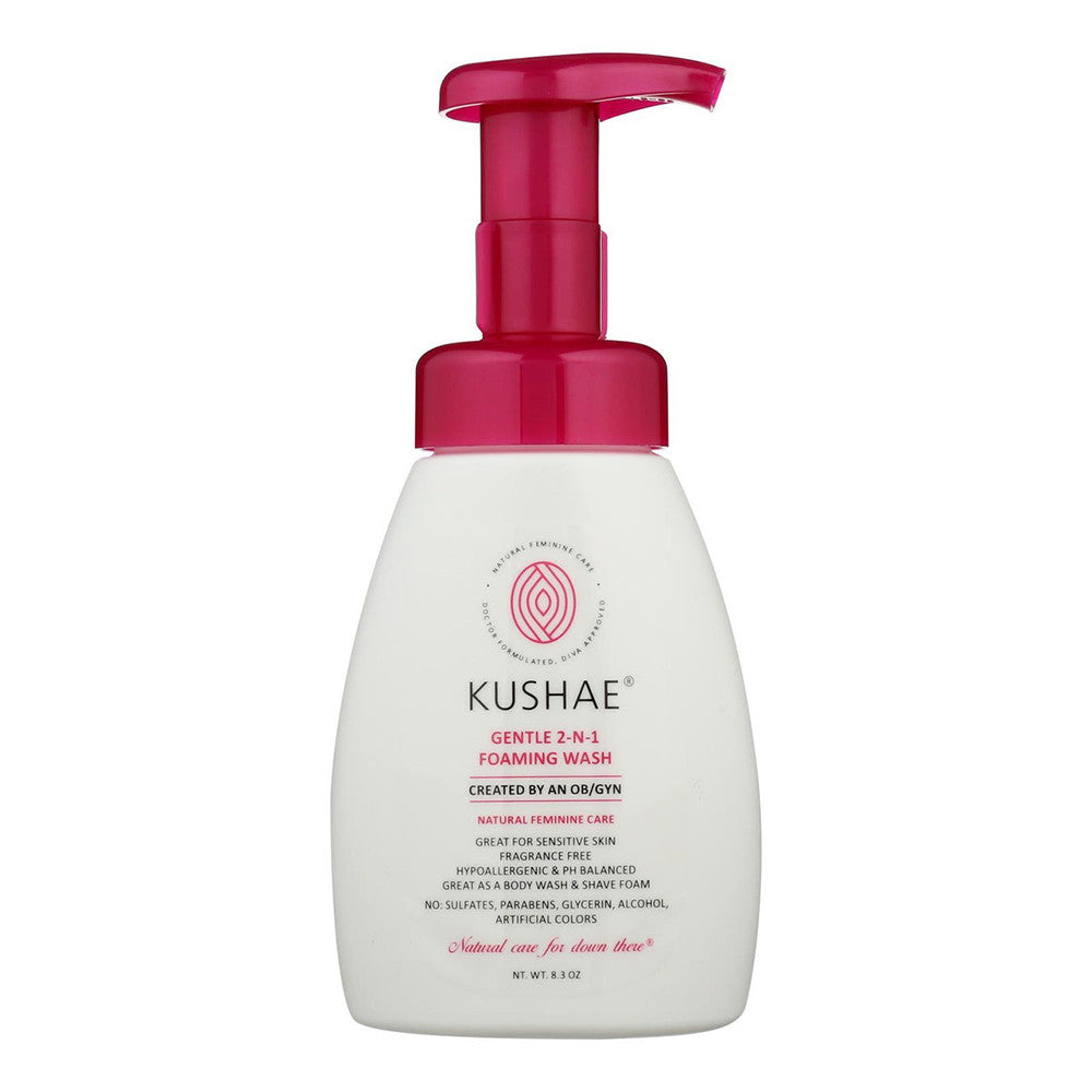 Kushae Gentle 2-N-1 Foaming Feminine Wash, Fragrance Free, 8.3 Oz