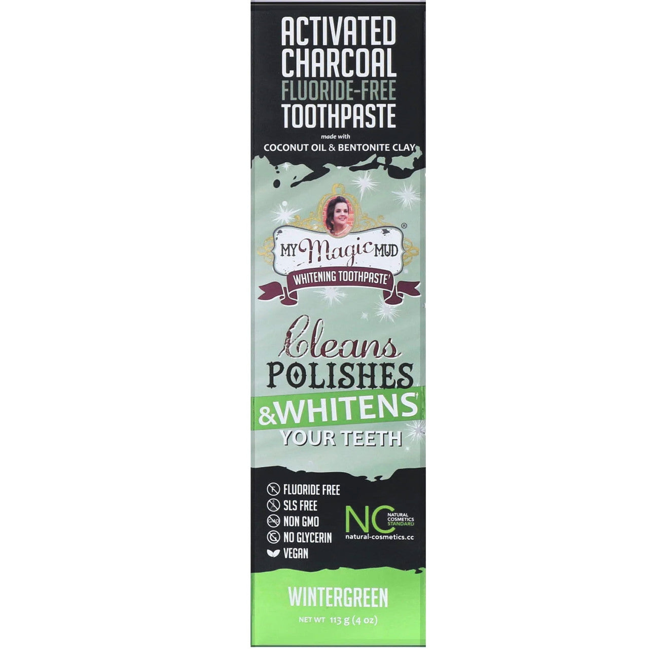 My Magic Mud Activated Charcoal Fluoride Free Whitening Toothpaste, Wintergreen, 4 Oz