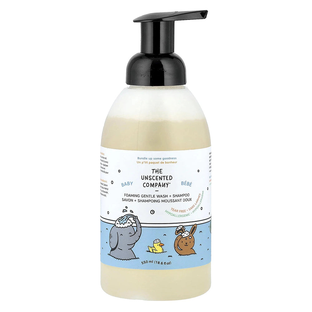 The Unscented Company Gentle Baby Wash and Shampoo Unscented Foaming Gentle Wash and Shampoo Fragrance Free 18.6Oz (550ml)