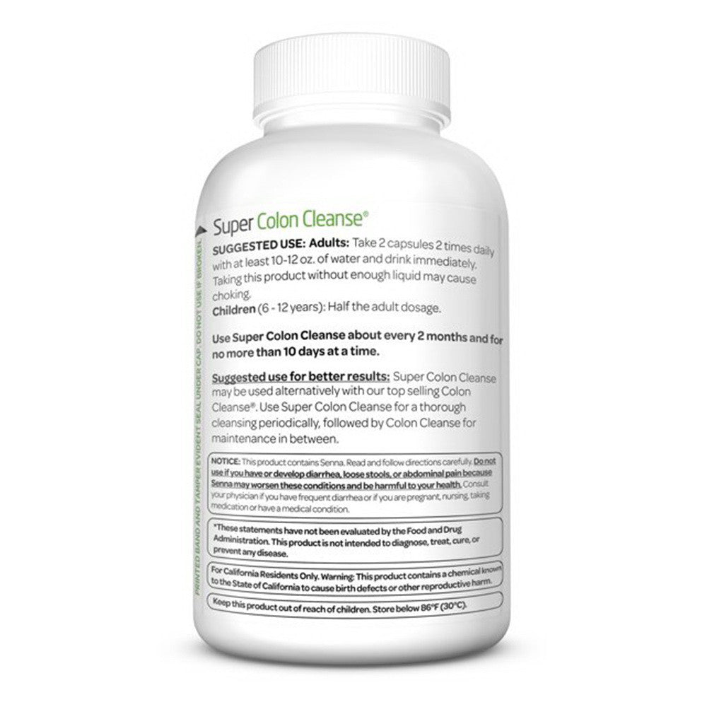 Super Colon Cleanse Dietary Fiber Supplement Capsules By Health Plus - 120 Ea