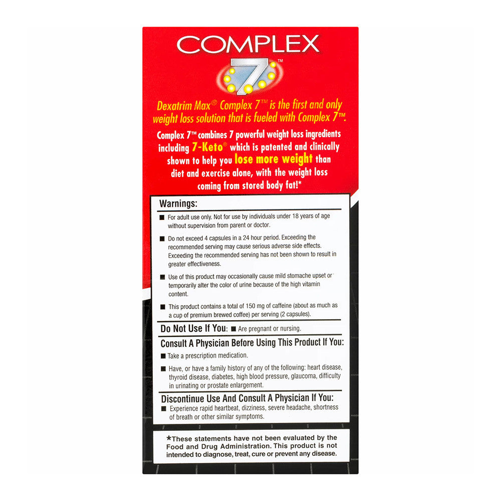 Dexatrim Max Complex Weight Loss Dietary Supplement Capsules, 60 Ea