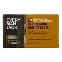 Every Man Jack Sandalwood Mens 2-In-1 Body Bar And Shampoo, 5 Oz