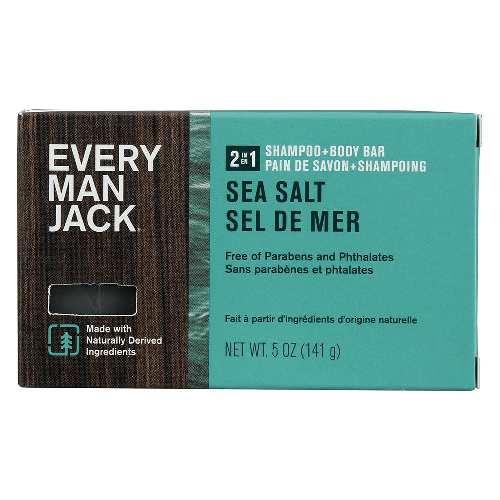Every Man Jack Sea Salt 2 in 1 Shampoo and Body Bar, 5 Oz
