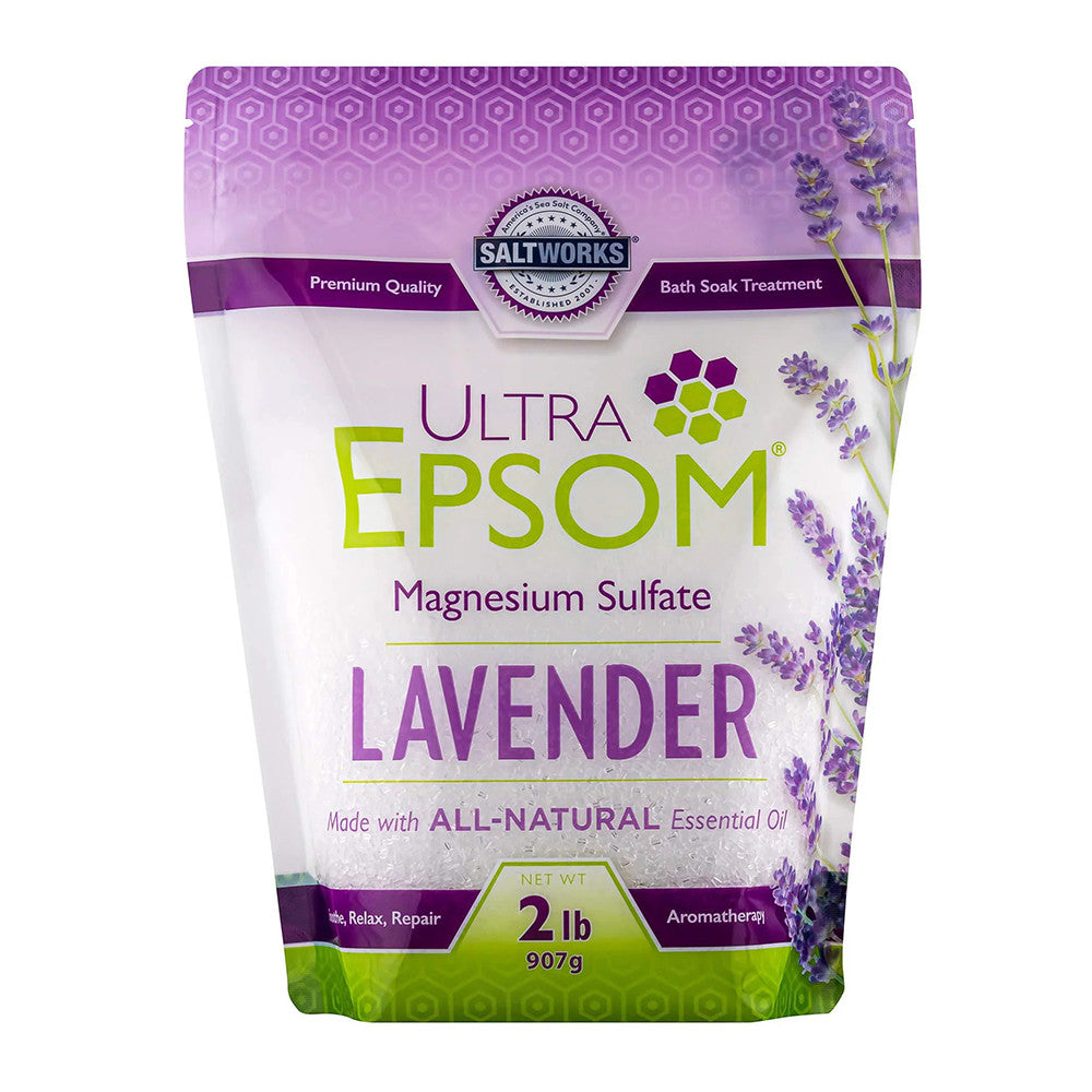 SaltWorks Ultra Epsom Premium Lavender Bath Salt, 2 Lb