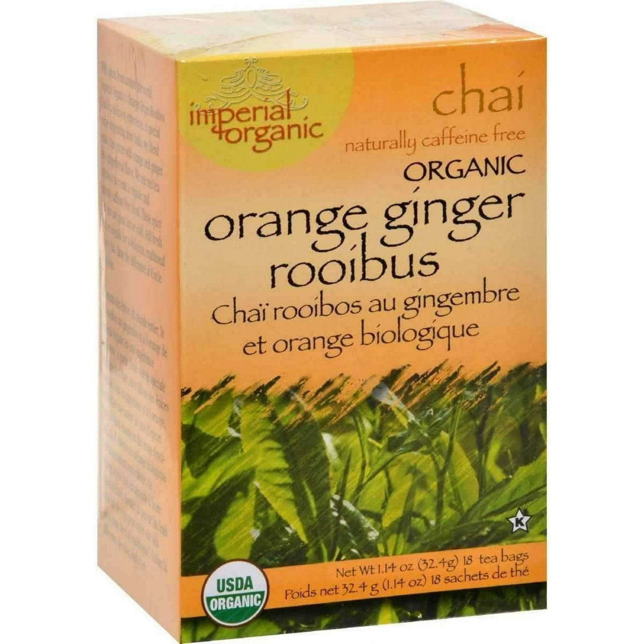 Uncle Lees Tea Imperial Chai Organic Orange Ginger Rooibus, Caffeine Free, 18 Ea