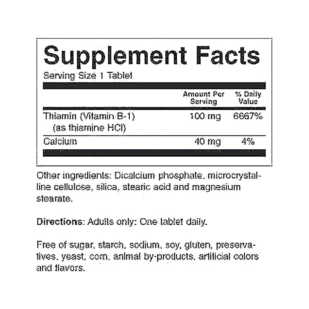 Rugby Vitamin B-1 100 Mg Supplement Tablets, 100 Ea