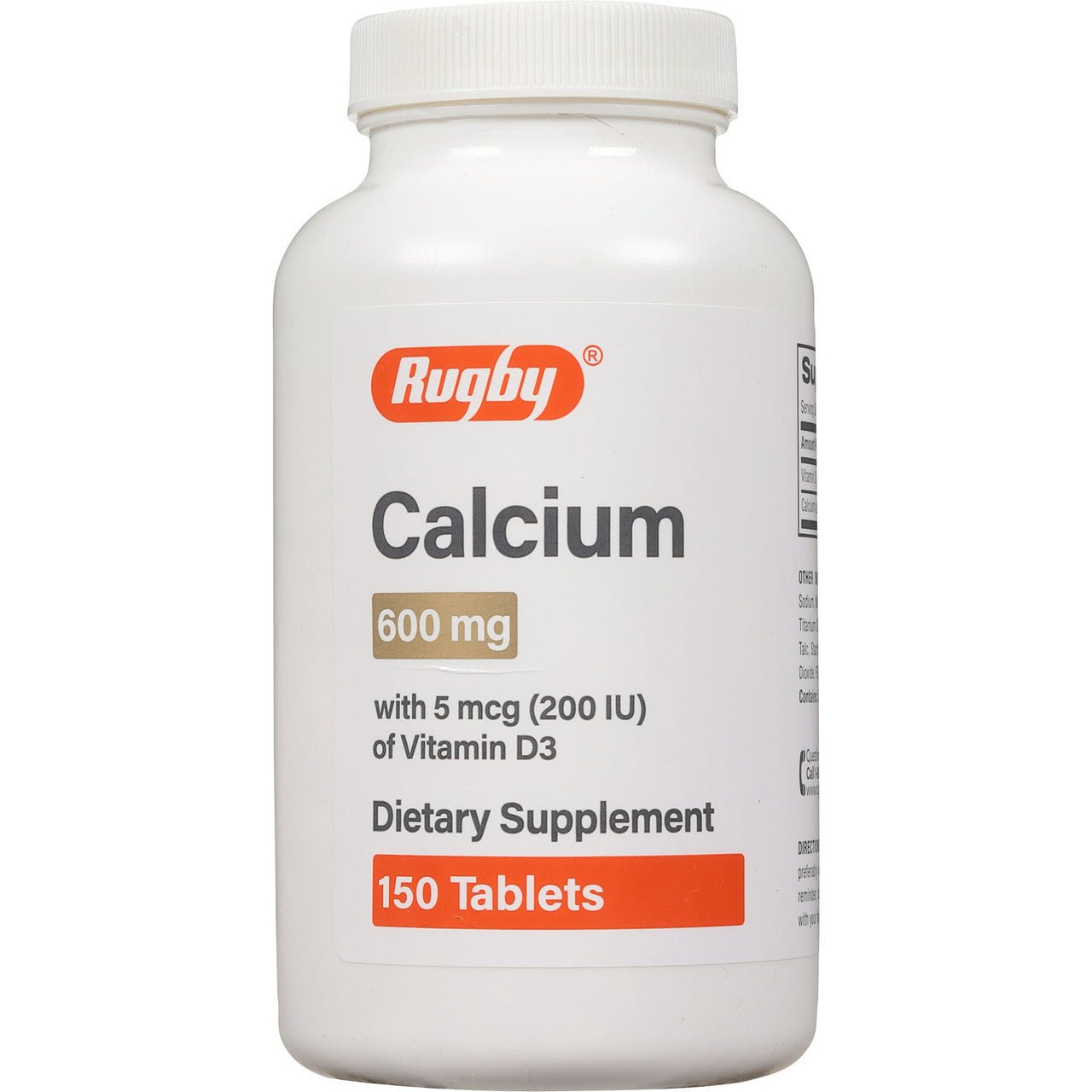 Rugby Calcium 600 Mg with 5mcg of Vitamin D3, 150 Ea