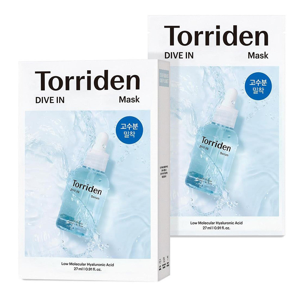 Torriden DIVE IN Low Molecular Hyaluronic Acid Face Masks 0.91 Oz (27ml) 10Ea