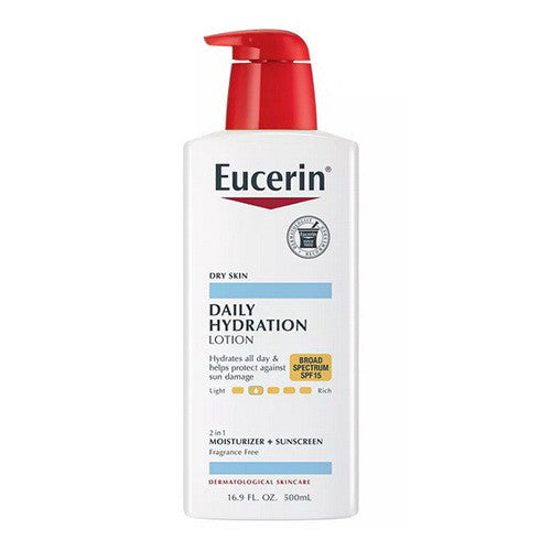 Eucerin Daily Hydration Body Lotion for Dry Skin, SPF 15, 16.9 Oz