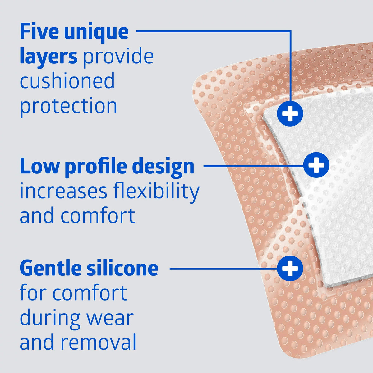 Medline Optifoam Gentle EX Bordered 4*4 Inch Foam Adhesive Dressing, 10 Ea