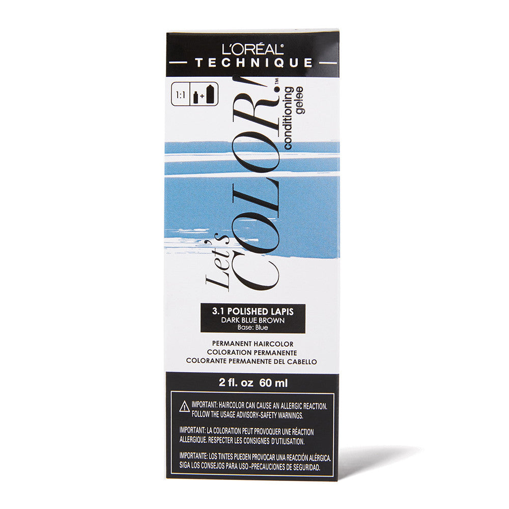 LOreal Lets Color 3.1 Polished Lapis Dark Blue Brown Permanent Haircolor, 1 Ea