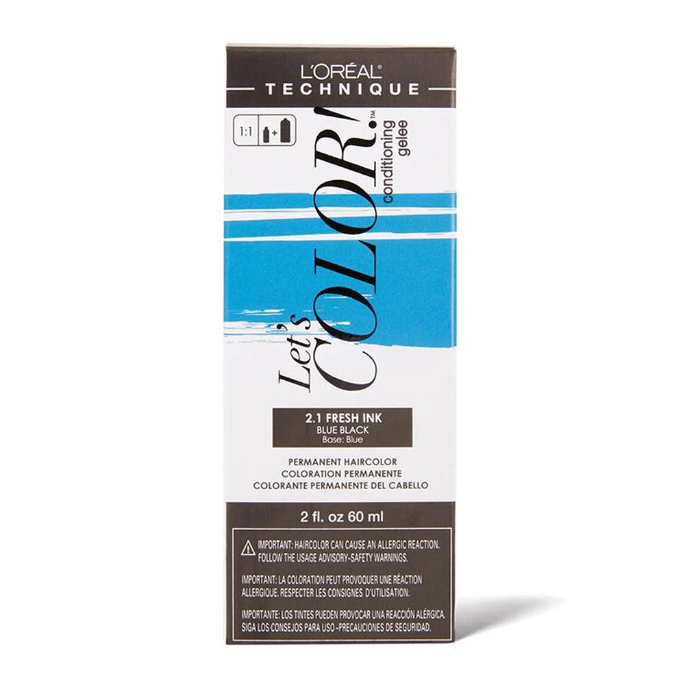 LOreal Lets Color 2.1 Fresh Ink Blue Black Permanent Haircolor, 1 Ea