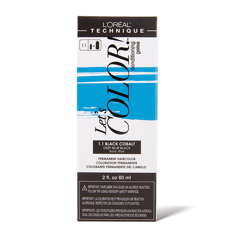 LOreal Lets Color 1.1 Black Cobalt Deep Blue Black Permanent Haircolor, 1 Ea