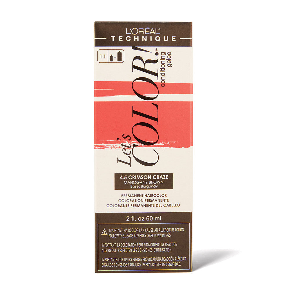 LOreal Lets Color 4.5 Crimson Craze Burgundy Permanent Haircolor, 1 Ea
