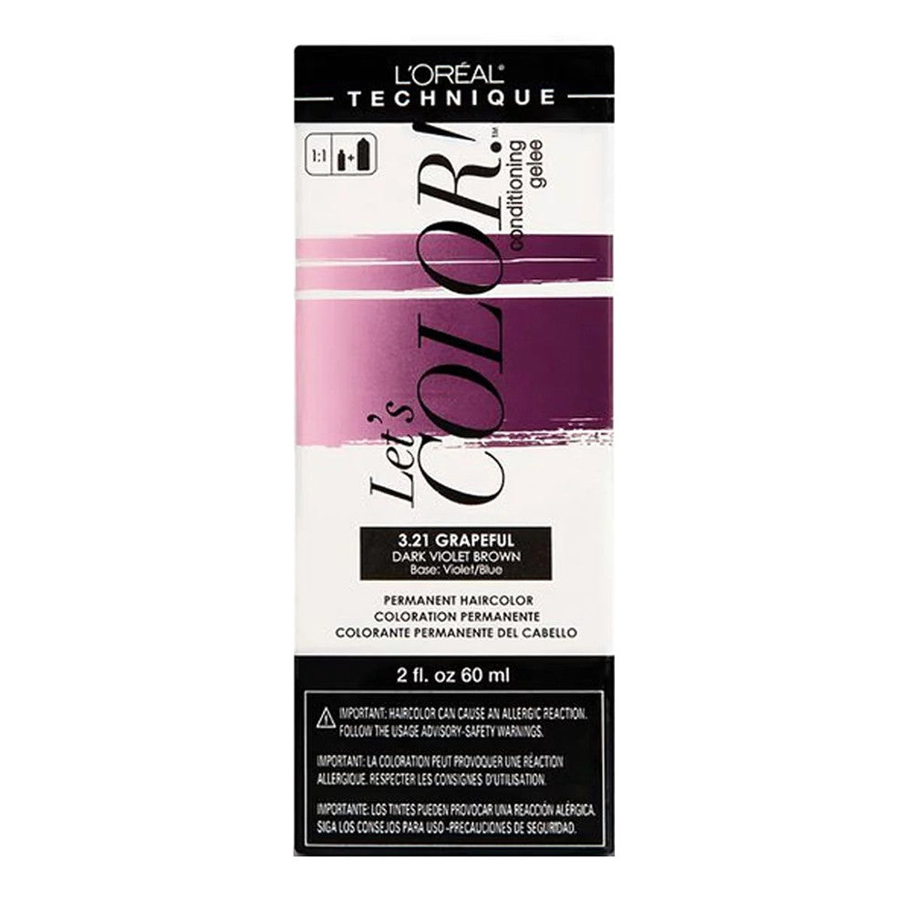 LOreal Lets Color 3.21 Grapeful Dark Violet Brown Permanent Haircolor, 1 Ea