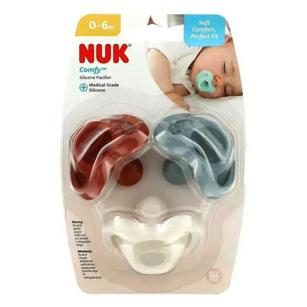 Nuk Comfy Orthodontic Pacifier for Babies Soft Silicone Soothing Pacifier 3Ea