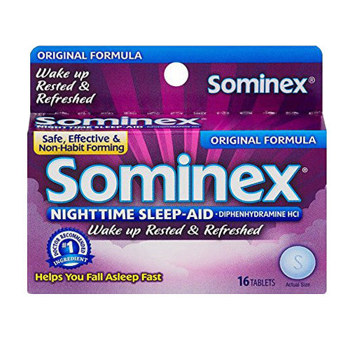 Sominex Original Formula, Nighttime sleep-aid, Diphenhydramine HCl Wake Up Rested And Refreshed Tablets, 16 Ea