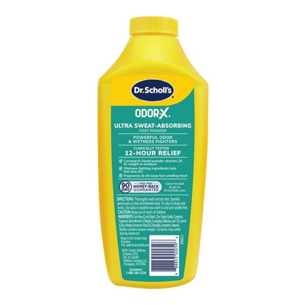 Dr. Scholls Odor-X Ultra Sweat Absorbing Foot Powder For Maximum Sweat Absorption, 7 Oz