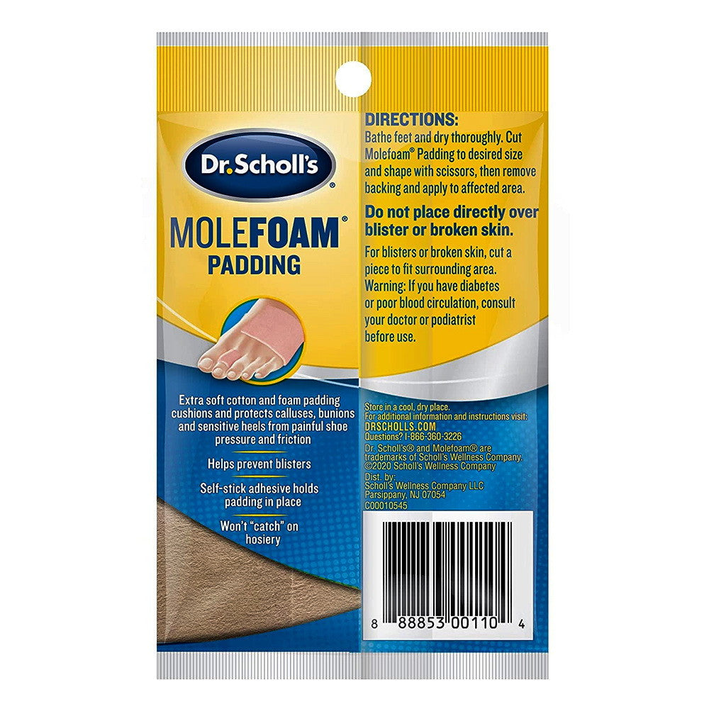 Dr. Scholls Molefoam Padding Strips for Pain Relief, 2 Ea