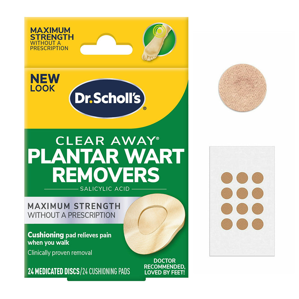 Dr Scholls Maximum Strength Clear Away Plantar Wart Remover Pads for Feet, 24 Ea