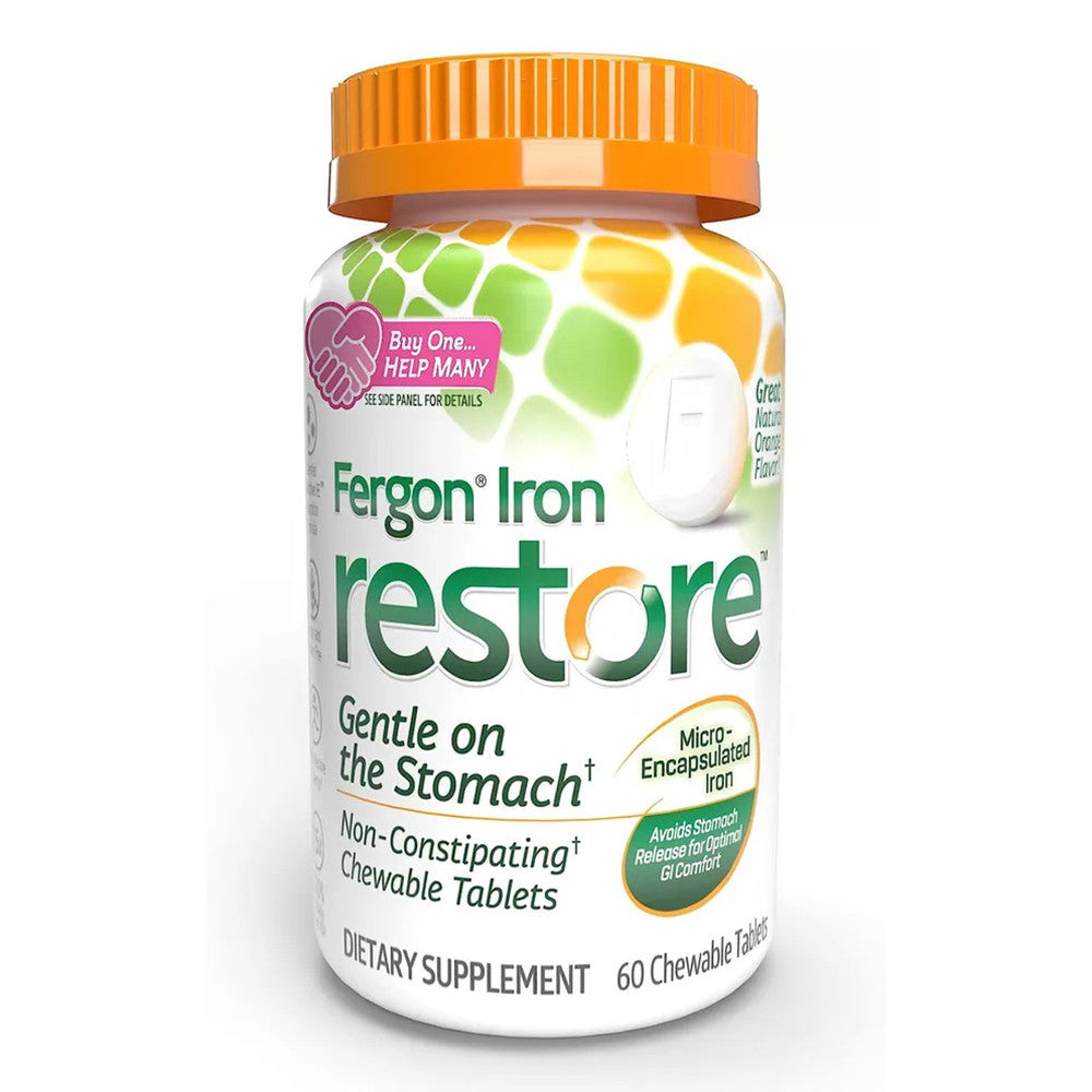 Fergon Iron Restore Chewable Tablets Gentle On Stomach, 60 Ea