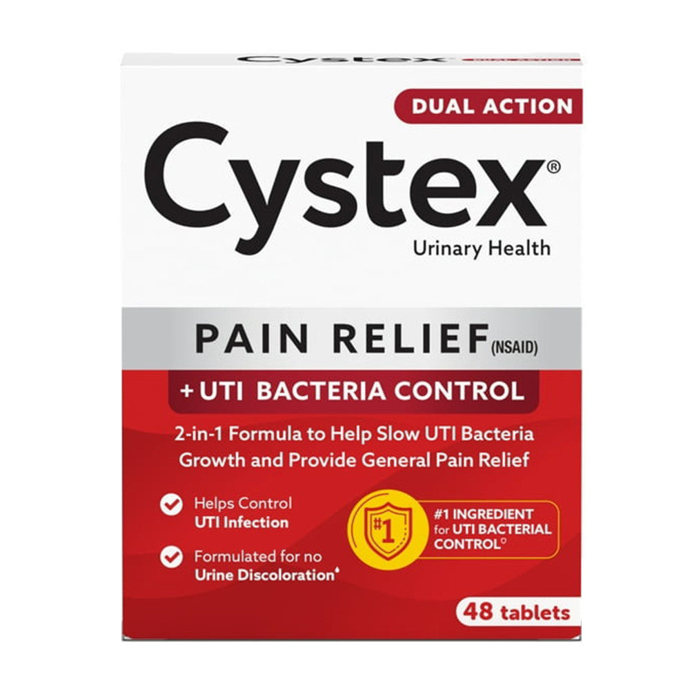 Cystex Dual Action Relief Helps Slow Uti Bacteria Growth And Provide General Pain Relief Tablets, 48 Ea