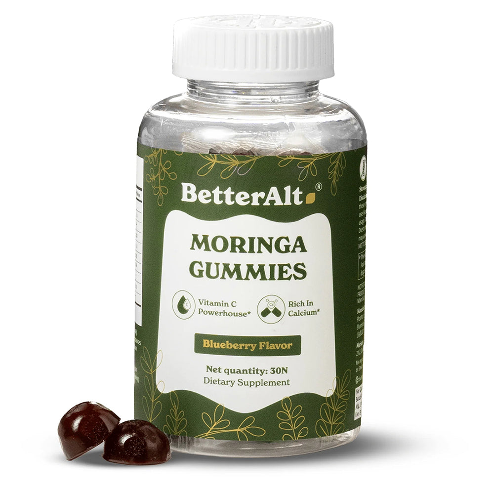 BetterAlt Moringa Gummies Daily Superfood Support Gummy Blueberry Flavor 60Ea