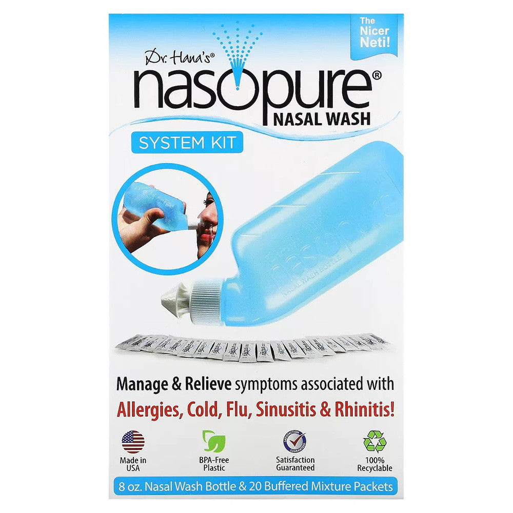 Nasopure System Kit Nasal Wash Bottle And Buffered Salt Packets, 8 oz Nasopure Bottle, Salt Packets