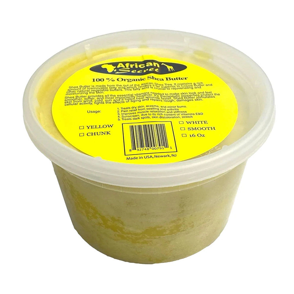 African Secret 100% Organic Shea Body Butter Smooth Yellow, 16 Oz