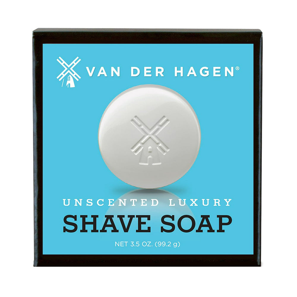 Van Der Hagen Unscented Shave Soap for Smooth and Irritation Free Shaving 3.5Oz (99.2g)
