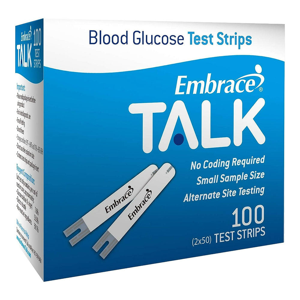 Embrace Talk Blood Glucose Test Strips, 100 Ea