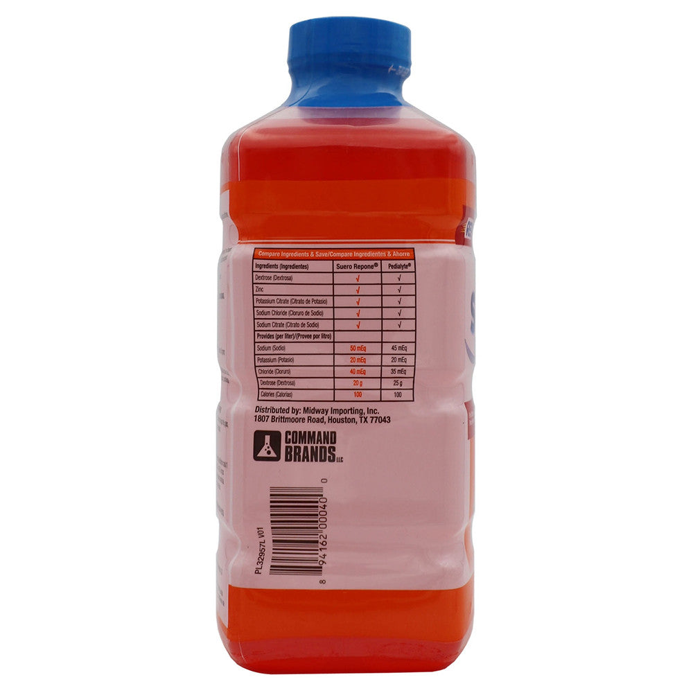 Suero Repone Electrolyte Solution with Zinc for Children and Adults, Fruit Flavor, 33.8 Oz