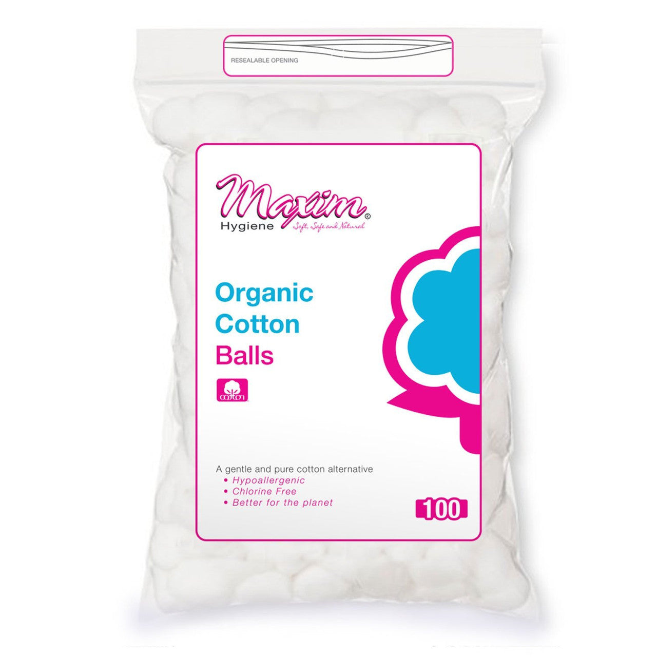 Maxim Organic Cotton Balls - 100 Ea, 3-Pack