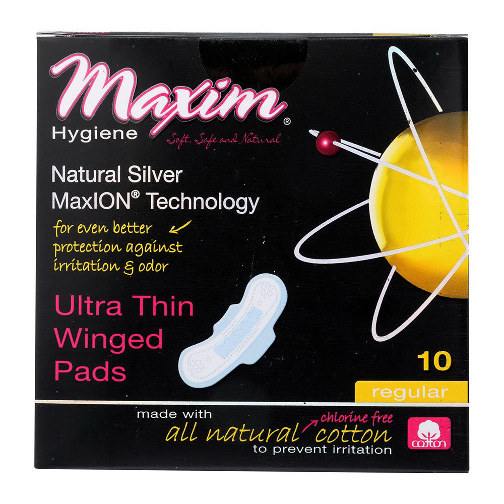 Maxim Hygiene Maxion Natural Ultra Thin Winged Pads, Regular - 10 Ea