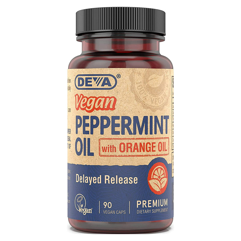 Deva Vegan Peppermint Oil Delayed Release Capsules for Digestive Comfort and Gut Support 90Ea