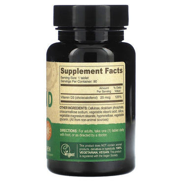 Deva Nutrition Vegan Vitamin D3 1000 IU Tablets, 90 Ea
