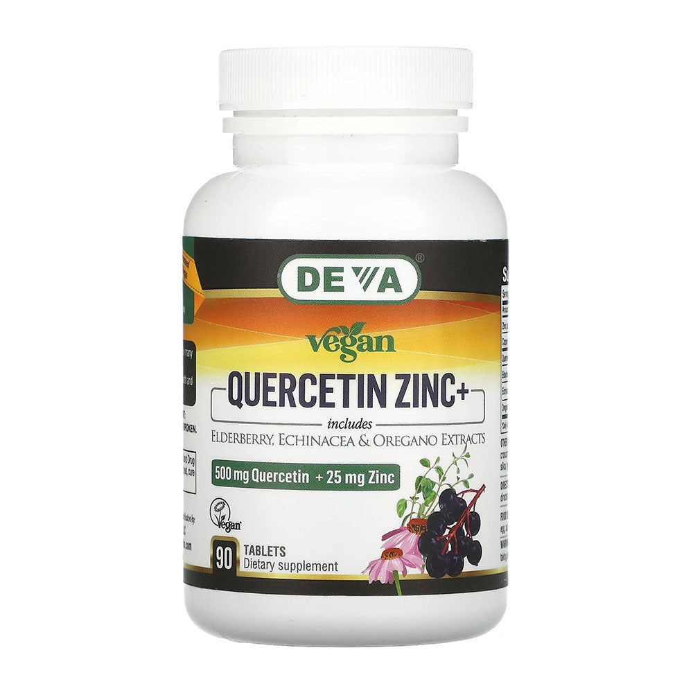 Deva Vegan Quercetin Zinc with Elderberry Supplement Tablets, 90 Ea