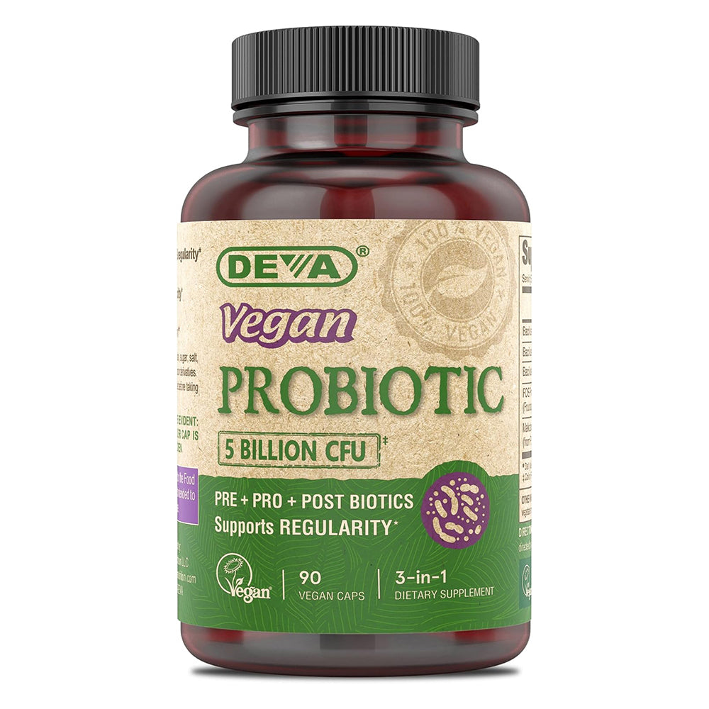 Deva Vegan Probiotic 5 Billion CFU Support Regularity Capsules for Digestive Health 90Ea